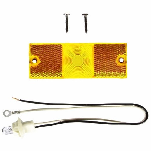 Truck-Lite 18 Series Reflectorize Diamond Shell Yellow Rectangular Incandescent Marker Clearance Light Kit 12V - Bulk Pkg - 18300Y3