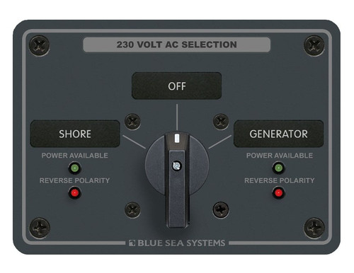 Blue Sea Systems 2-Pole AC Rotary Switch Panel 30 Ampere 2 Positions/OFF - 8359