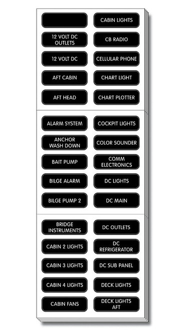 Blue Sea Systems Extended DC Panel Label Set of 120 Labels - 8039