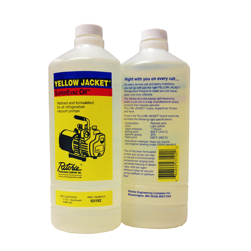 Yellow Jacket Quart of Vacuum Oil - 12 per case - 93092