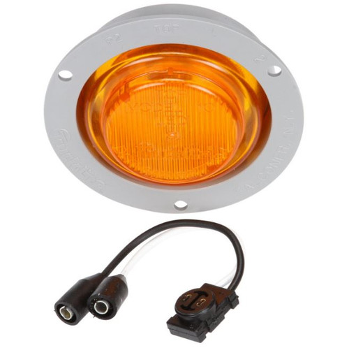 Truck-Lite 10 Series Yellow Round LED Marker Clearance Light Kit 12V with Gray Flange - 10051Y