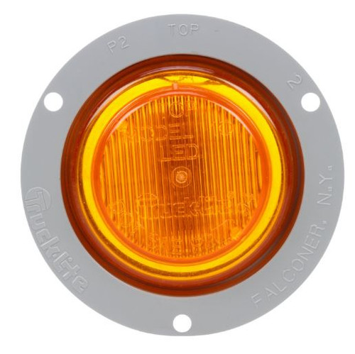 Truck-Lite 10 Series 2 Diode Yellow Round LED Marker Clearance Light 12V with Gray Polycarbonate Flange Mount - Bulk Pkg - 10251Y3