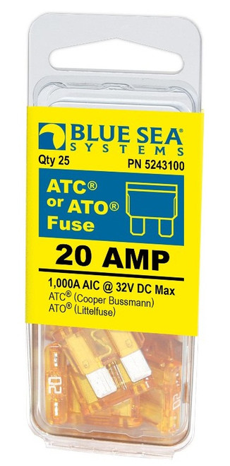 Blue Sea Systems ATO/ATC Fuse 20 Amp 32V DC - 25 pcs. - 5243100