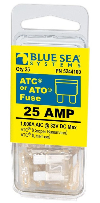 Blue Sea Systems ATO/ATC Fuse 25 Amp 32V DC - 25 pcs. - 5244100