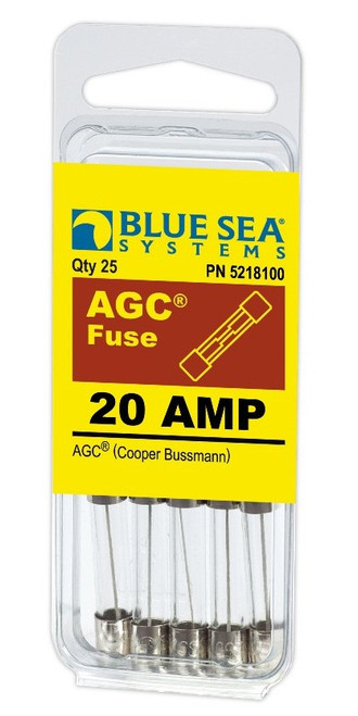 Blue Sea Systems AGC 20 Amp Fuse 32V DC - Pack 25 - 5218100