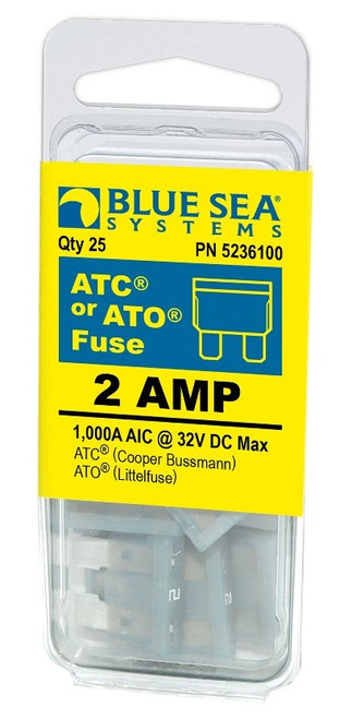 Blue Sea Systems ATO/ATC Fuse 2 Amp 32V DC - 25 pcs. - 5236100
