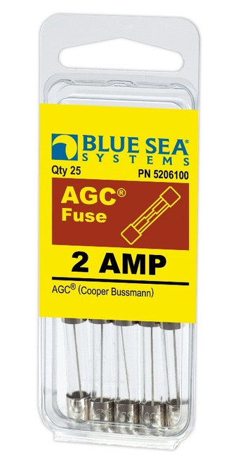 Blue Sea Systems AGC 2 Amp Fuse 32V DC - Pack 25 - 5206100