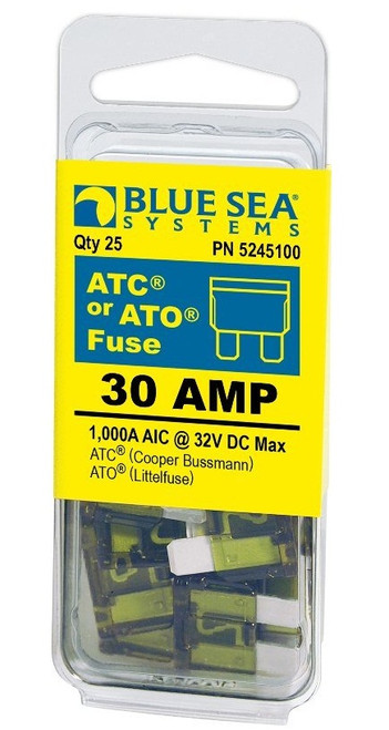 Blue Sea Systems ATO/ATC Fuse 30 Amp 32V DC - 25 pcs. - 5245100