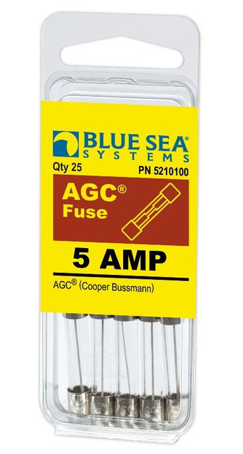 Blue Sea Systems AGC 5 Amp Fuse 32V DC - Pack 25 - 5210100