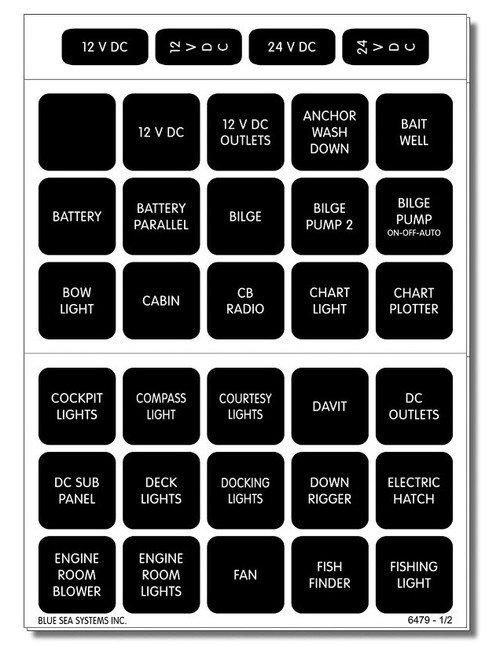 Blue Sea Systems Waterproof DC 60 Black Square Label Kit - 4216