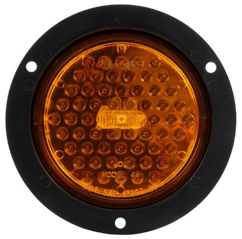 Truck-Lite Super 44 Yellow Round Diamond Shell 60 Diode LED Front/Park/Turn Light 12V with Black Flange - 44878Y