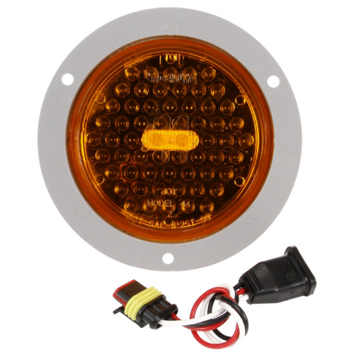 Truck-Lite Super 44 Yellow Round 60 Diode LED Front/Park/Turn Light Kit 12V with Gray Flange - 44023Y