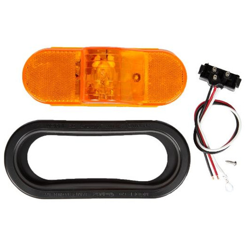 Truck-Lite 60 Series 1 Bulb Yellow Oval Incandescent Side Turn Signal Light Kit 12V with Black Grommet Mount - 60015Y