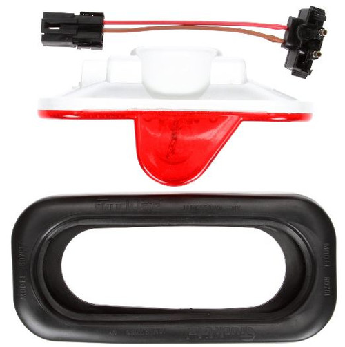 Truck-Lite 60 Series 1 Bulb Red Oval Incandescent LLV Stop/Turn/Tail Light Kit 12V with Black Grommet Mount - 60023R