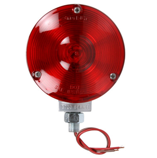 Signal-Stat 1 Bulb 2 Wire 1 Stud/Shock Mount Single Face Red Round Incandescent Stripped End Pedestal Light - 3710 by Truck-Lite