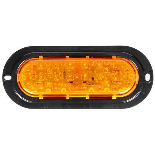 Truck-Lite 60 Series Sequential Arrow 26 Diode Yellow Oval LED Auxiliary Turn Signal Light 12V with Black Flange Mount - 60276Y