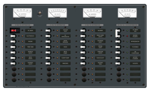 Blue Sea Systems AC Main Plus 8 Positions/DC Main Plus 29 Positions Power Distribution Panel 12V DC - 8095