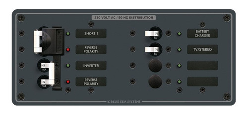 Blue Sea Systems Source Selector Panel 230V AC AC 2 Sources Plus 4 Positions - 8599