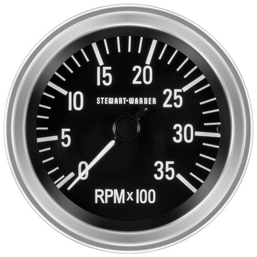 Stewart Warner Deluxe Mechanical Tachometer 0-3500 RPM 12V 3-3/8 in. 1 to 1 Ratio - 82691