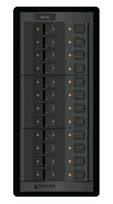 Blue Sea Systems Power Distribution Panel 12 Volt DC with 12 Positions - 1223