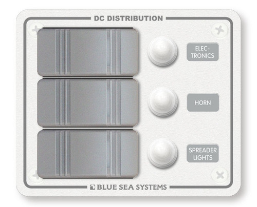 Blue Sea Systems Contura Water Resistant Circuit Breaker Panel 12/24V DC in White with 3 Positions - 8274