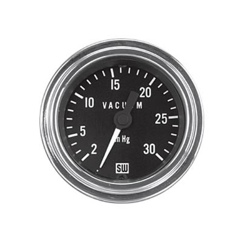 Stewart Warner Vacuum Gauge 30 HG Chrome Bezel - 82328