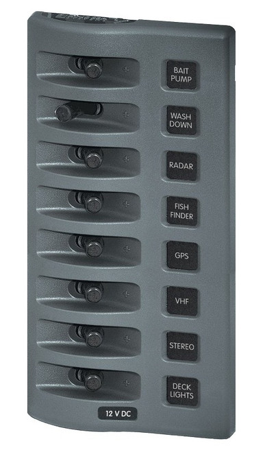 Blue Sea Systems WeatherDeck 12V DC Waterproof Switch Panel with 8 Positions - 4309