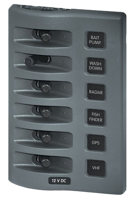 Blue Sea Systems WeatherDeck 12V DC Waterproof Switch Panel with 6 Positions - 4307