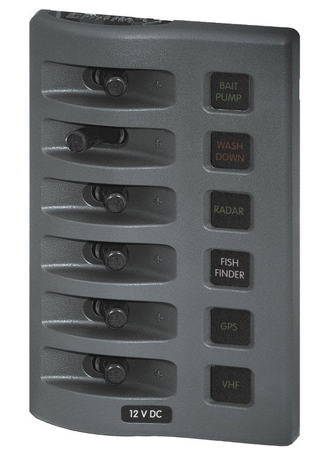 Blue Sea Systems WeatherDeck 12V DC Waterproof Fuse Panel in Gray with 6 Positions - 4306