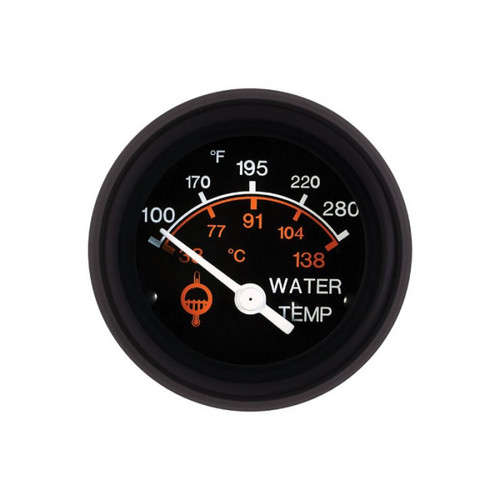 Datcon 52mm Water Temperature Gauge 100-240F 24V with Black Bezel - 06343-05