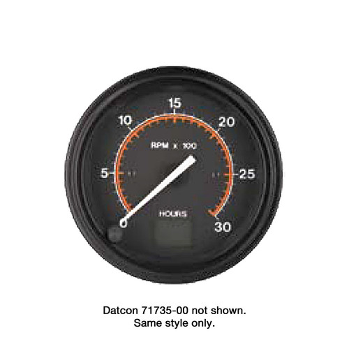 Datcon - 3 3/8-in. Tachometer Gauge w/ Hourmeter 0-3000 RPM Black - 71735-00