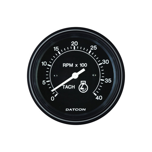 Datcon - 3 3/8-in. Tachometer Gauge 0-4000 RPM Black - 72294-00