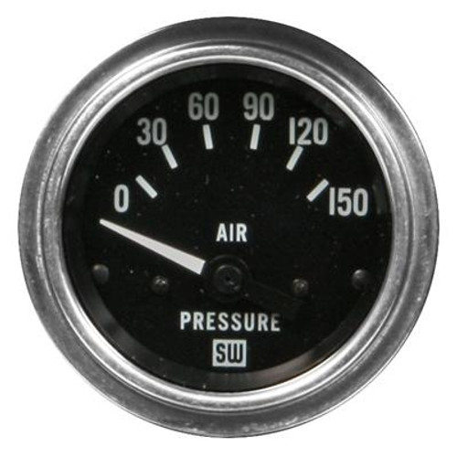 Stewart Warner Air Pressure Gauge 150 PSI Chrome Bezel - 82346