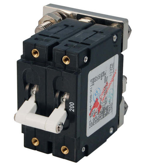 Blue Sea Systems Double Pole C-Series White Toggle Circuit Breaker 200A - 7269