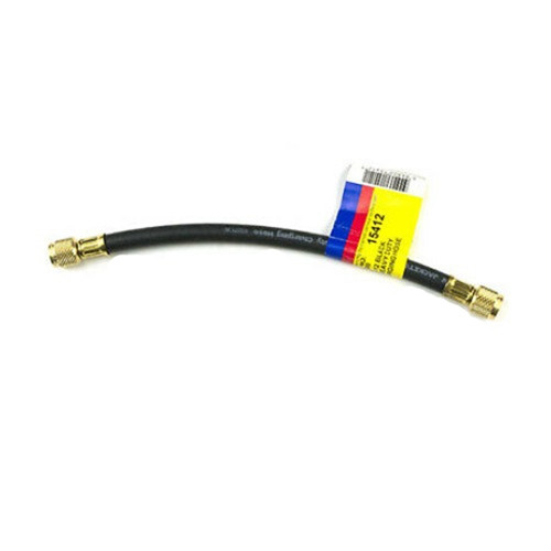 Yellow Jacket PLUS II 1/4 in. Heavy Duty Charging Hose with HCS-12 in. Straight x Straight - Black - 15412