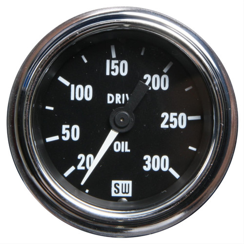 Stewart Warner Drive Oil Pressure Gauge 300 PSI Mechanical Chrome Bezel - 82120