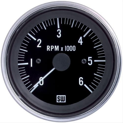 Stewart Warner Tachometer 6000 RPM Ignition Signal Chrome Bezel - 82162