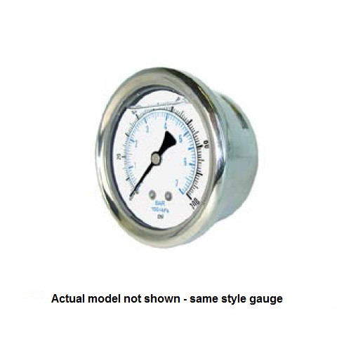 PIC 0-60 PSI Glycerine Filled Pressure Gauge 2 in. with Stainless Steel Case and 1/4 in. NPT Male - 202L-204D