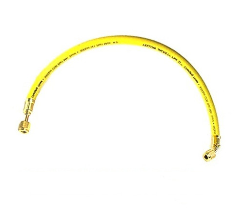 Yellow Jacket PLUS II B 3/8 in. Charging Hose 12 in. BSA-12 1/4 in. Straight x 1/4 in. 45 Degree - Yellow - 20412
