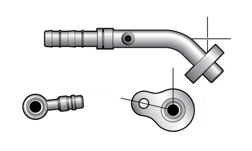 Aeroquip E-Z Clip 45 Degree Elbow Pad with Low Side 134a Port - 10 to 12 Pad Fitting - Red Dot 70R85222 - RD-5-11540-1P