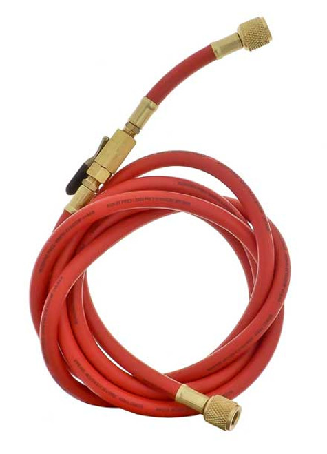 MEI 96 in. R-12 Red Charging Hose with Manual Shut-Off - 8814