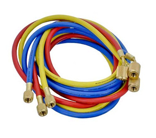 MEI 96 in. R12 Charging Hose Set with Quick Seal Fittings - Red, Blue and Yellow - 8796