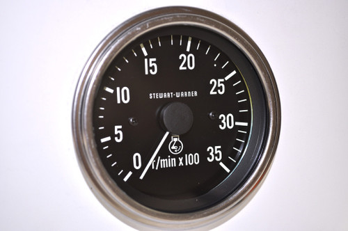 Stewart Warner Tachometer 3500 RPM for Alternator Signal with Chrome Bezel - 82635