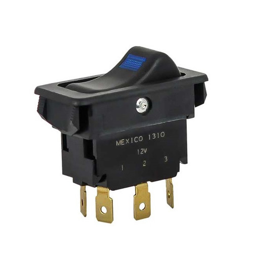MEI Rocker Switch 12V with Blue Light 4 Terminals - DPDT - 1109