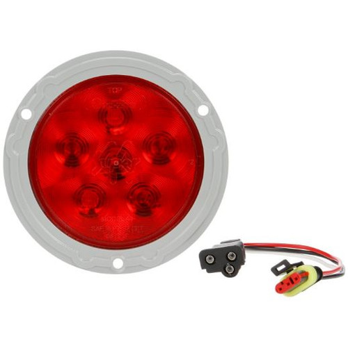 Truck-Lite Super 44 6 Diode Red Round LED Stop/Turn/Tail Light Kit 12V with Gray Flange Mount - 44032R