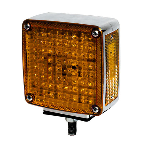 Heavy Duty Lighting Single Post 5 in. 118 LED Red/Amber Pedestal Park Turn Light Left Side - HD50118RY-L