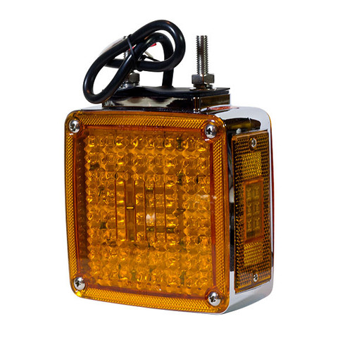 Heavy Duty Lighting Double Post 5 in. 118 LED Amber Pedestal Park Turn Light Right Side with Amber Lens - HD50118YY-R2