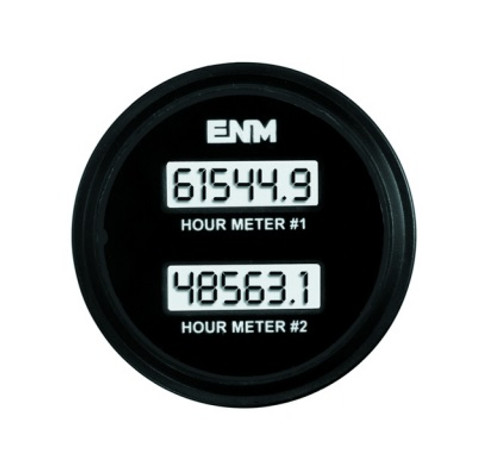 ENM 6-Digit Electronic LCD Two - Hour Meter 8 - 32V DC - Round SAE Bezel - T39AA