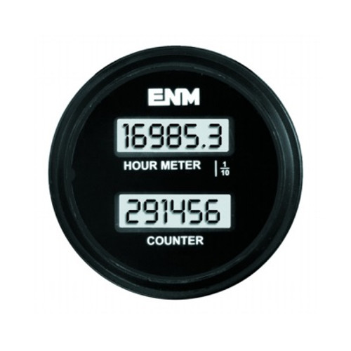 ENM 6-Digit Electronic LCD with Two Counters 8 - 32V DC - Round SAE Bezel with Hole - T39EB