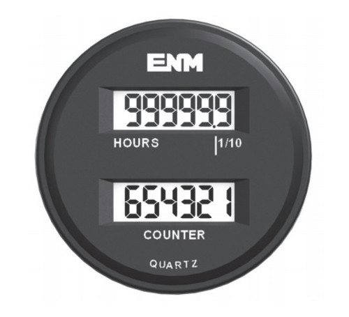 ENM 6-Digit AC Electronic LCD Hour Meter/Counter Combo 85-265V AC - Round SAE Bezel - T39FB48